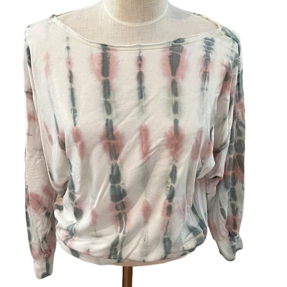 Young Fabulous & Broke YFB Relaxed Lounge Top Pink Green Tie Dye Print XS